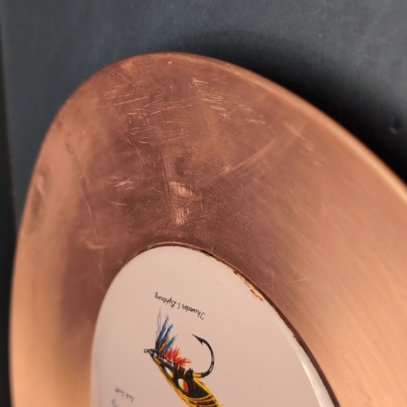 Fantasy Copperware,Hand Wrought Decorative Plate with Enameled Center . - Picture 6 of 9